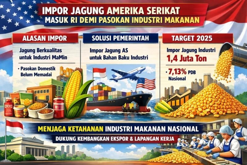 Impor jagung dari Amerika untuk menjaga ketersediaan bahan baku industri makanan dan minuman. (Ilustrasi: Kitani.id)