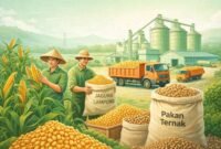 Industri pakan ternak di Lampung menyerap produksi jagung setempat. (ilustrasi: Kitani.id)