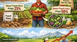 BRIN dorong penggunaan pupuk hayati spesifik lokasi berbasis mikroba lokal untuk meningkatkan efisiensi pemupukan. (ilustrasi: Kitani.id)