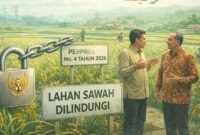 Pemerintah memperketat pengendalian alih fungsi lahan melalui Perpres Nomor 4 Tahun 2026. (ilustrasi: Kitani.id)
