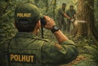 Luas hutan Indonesia mencapai 125 juta hektar yang harus dijaga. Sedangkan jumlah polisi hutan hanya ada sekitar 4.800 di seluruh Indonesia. (Ilustrasi: Kitani.id)