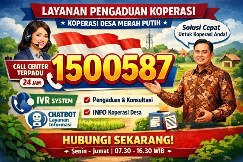 Kemenkop luncurkan Call Center 1500587 untuk aduan Koperasi Desa Merah Putih. (Ilustrasi: Kitani.id)