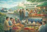 Ilustrasi pasar murah Ramadan. (Kitani.id)