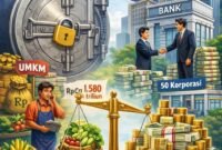 Penyaluran kredit perbankan non-KUR untuk UMKM tahun 2025 baru mencapai 19,4%, masih di bawah target nasional 25%.(Ilustrasi: Kitani.id)
