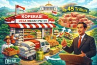 Pemerintah akan membangun 30.611 unit Koperasi Desa Merah Putih di seluruh Indonesia. (ilustrasi: Kitani.id)