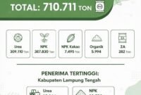 infografis jatah pupuk subsidi untuk Lampung. (infografis: Kitani.id)
