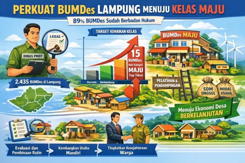 Dinas PMDT Lampung mendorong pendaftaran badan hukum secara masif dan memberikan pendampingan teknis agar unit usaha desa naik kelas menjadi kategori maju.(ilustrasi: Kitani.id)