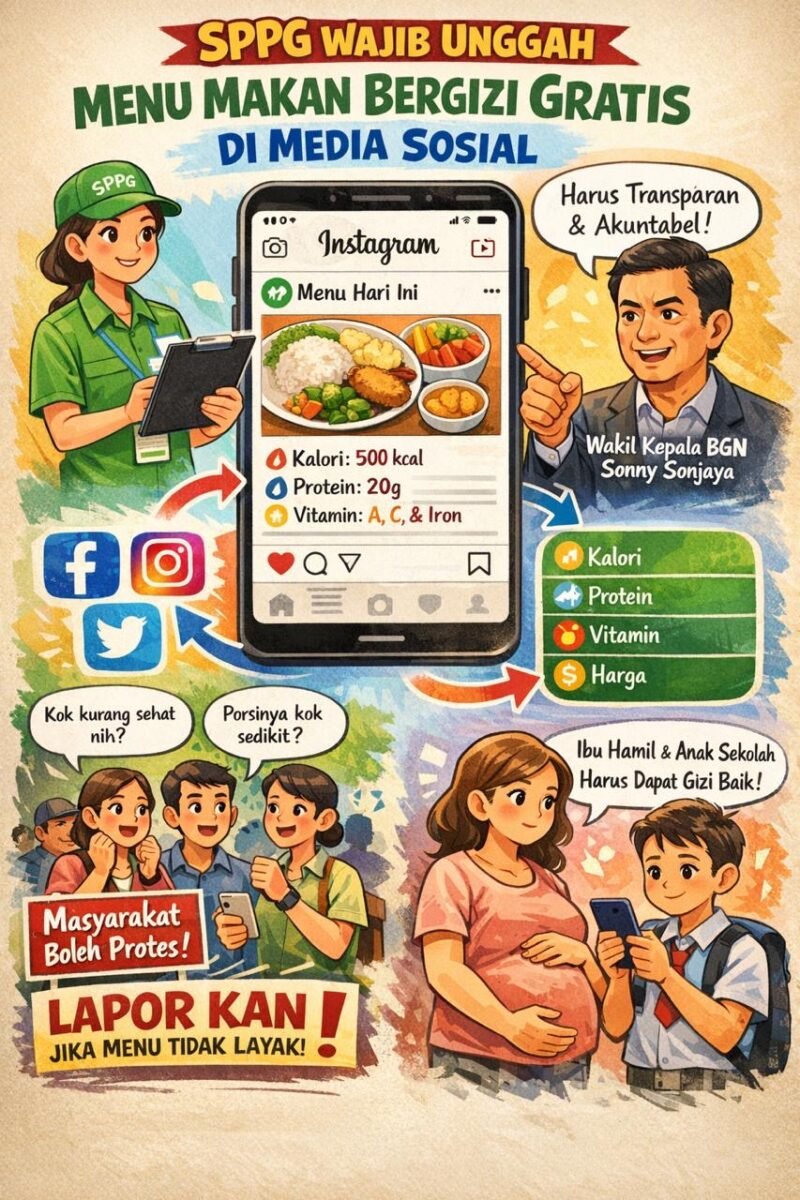 Perlunya transparansi publik mengenai komposisi dan kualitas menu program Makan Bergizi Gratis (MBG) di lapangan. (ilustrasi: Kitani.id)