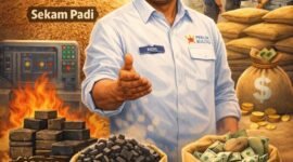 Inovasi pengolahan sekam menjadi arang atau produk turunan bernilai ekonomi dengan sentuhan teknologi modern. (Ilustrasi:ist)