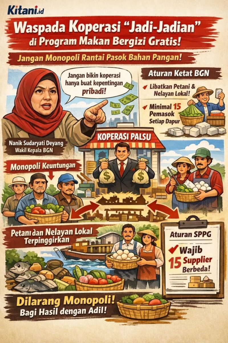 Mitra MBG dilarang buat koperasi monopoli.(Ilustrasi: Kitani.id)