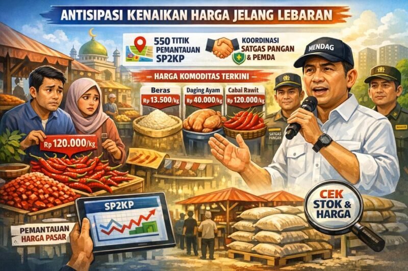 Pengawasan rutin melalui Sistem Pemantauan Pasar dan Kebutuhan Pokok (SP2KP) di 550 titik serta koordinasi ketat dengan Satgas Pangan dan pemerintah daerah.(Ilustrasi: Kitani.id)