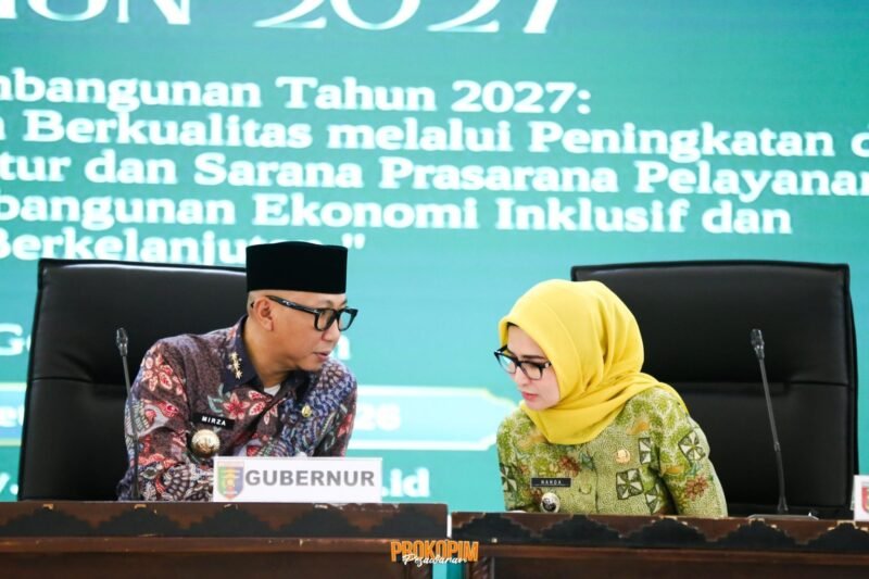 Gubernur Mirza bersama Bupati Pesawaran Nanda saat mengikuti Musrenbang Tahun 2026 Pemkab Pesawaran di GSG Pemkab Pesawaran. (Foto: ist) 