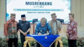 Gubernur Lampung Rahmat Mirzani Djausal saat menghadiri Musrenbang RKPD Kabupaten Lampung Utara Tahun 2027. (foto: ist)