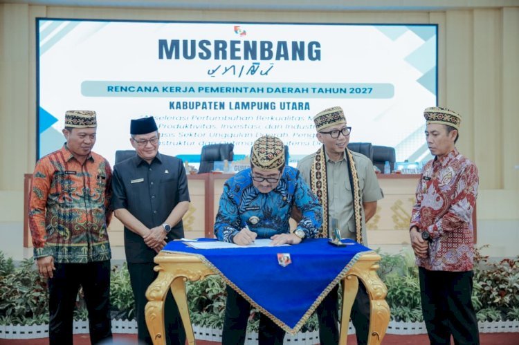 Gubernur Lampung Rahmat Mirzani Djausal saat menghadiri Musrenbang RKPD Kabupaten Lampung Utara Tahun 2027. (foto: ist)