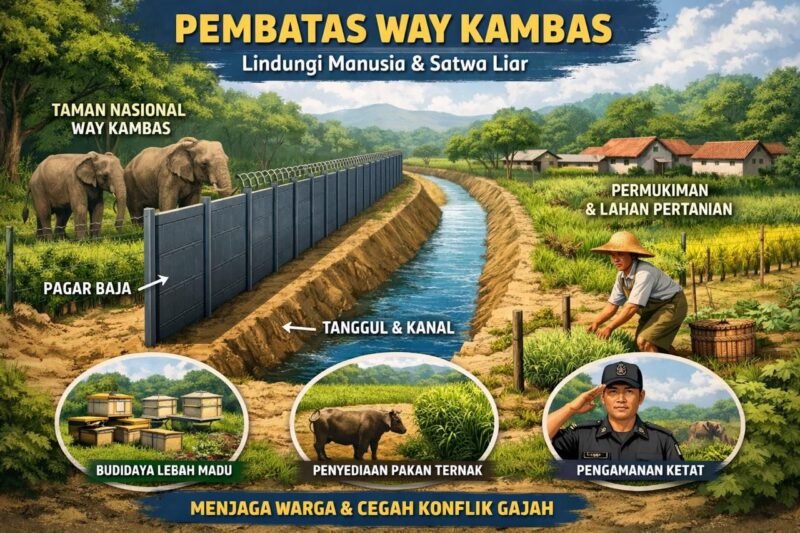 Pengalokasian dana Bantuan Presiden (Banpres) untuk pembangunan pagar baja dan kanal pembatas.(Ilustrasi: Kitani.id)