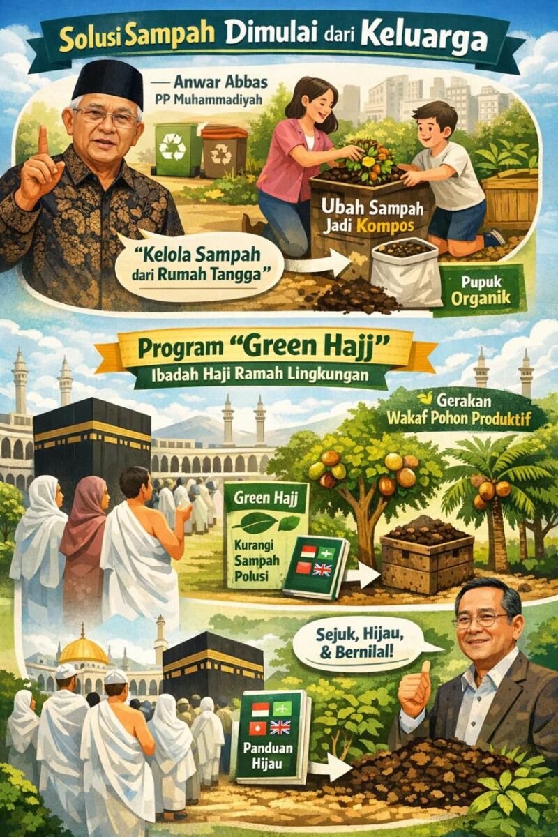 Program Green Hajj pengelolaan sampah rumah tangga. (Ilustrasi: Kitani.id)
