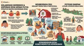 Sinergi Kemensos, Kemenkop, dan PT Agrinas Pangan Nusantara melalui pemberdayaan penerima PKH sebagai pekerja dan anggota Koperasi Desa Merah Putih.(Ilustrasi: Kitani)