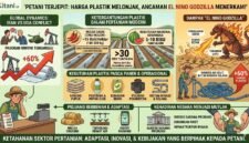 Antisipasi kenaikan harga plastik global melalui pengalihan penggunaan mulsa organik, lalu inovasi smart farming, dan penguatan subsidi dari pemerintah.(ilustrasi: Kitani) 