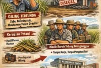 Petani menuntut agar proses hukum tidak menghentikan operasional pabrik dan berencana menggelar aksi damai ke Kejati pada 9 April mendatang.(Ilustrasi: Kitani.id)