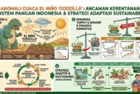 Fenomena El Niño "Godzilla" memicu kekeringan ekstrem yang mengancam produktivitas pangan.(Ilustrasi: Kitani)