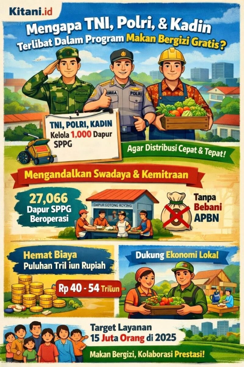 TNI, Polri, dan Kadin masing-masing mengelola 1.000 Satuan Pelayanan Pemenuhan Gizi (SPPG) guna menjamin kelancaran program.(Ilustrasi: Kitani)