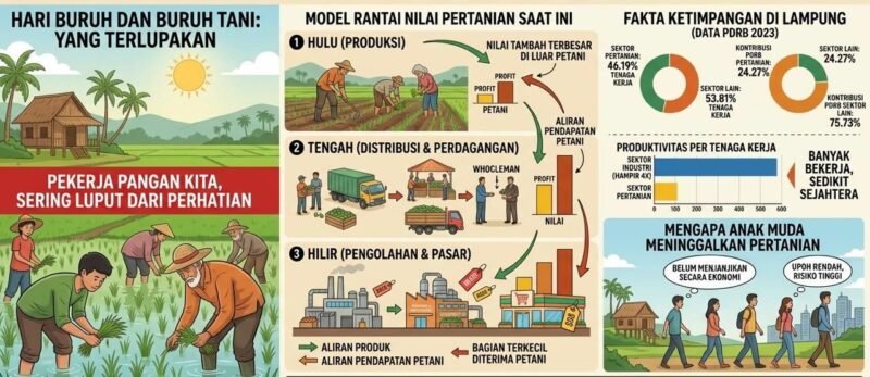 Ketimpangan ekonomi buruh tani di Lampung yang tidak sebanding dengan beban kerja.(Ilustrasi: Kitani)